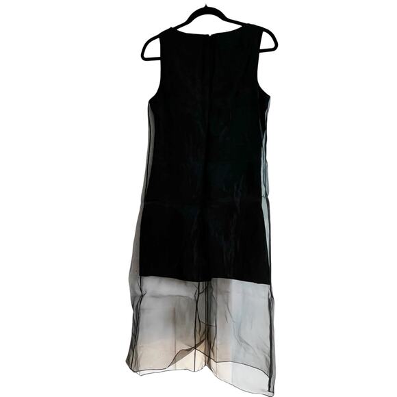 Theory Women's Organza Layer Mini Shift Dress Sleeveless Black Size 4 NWT - Picture 7 of 13